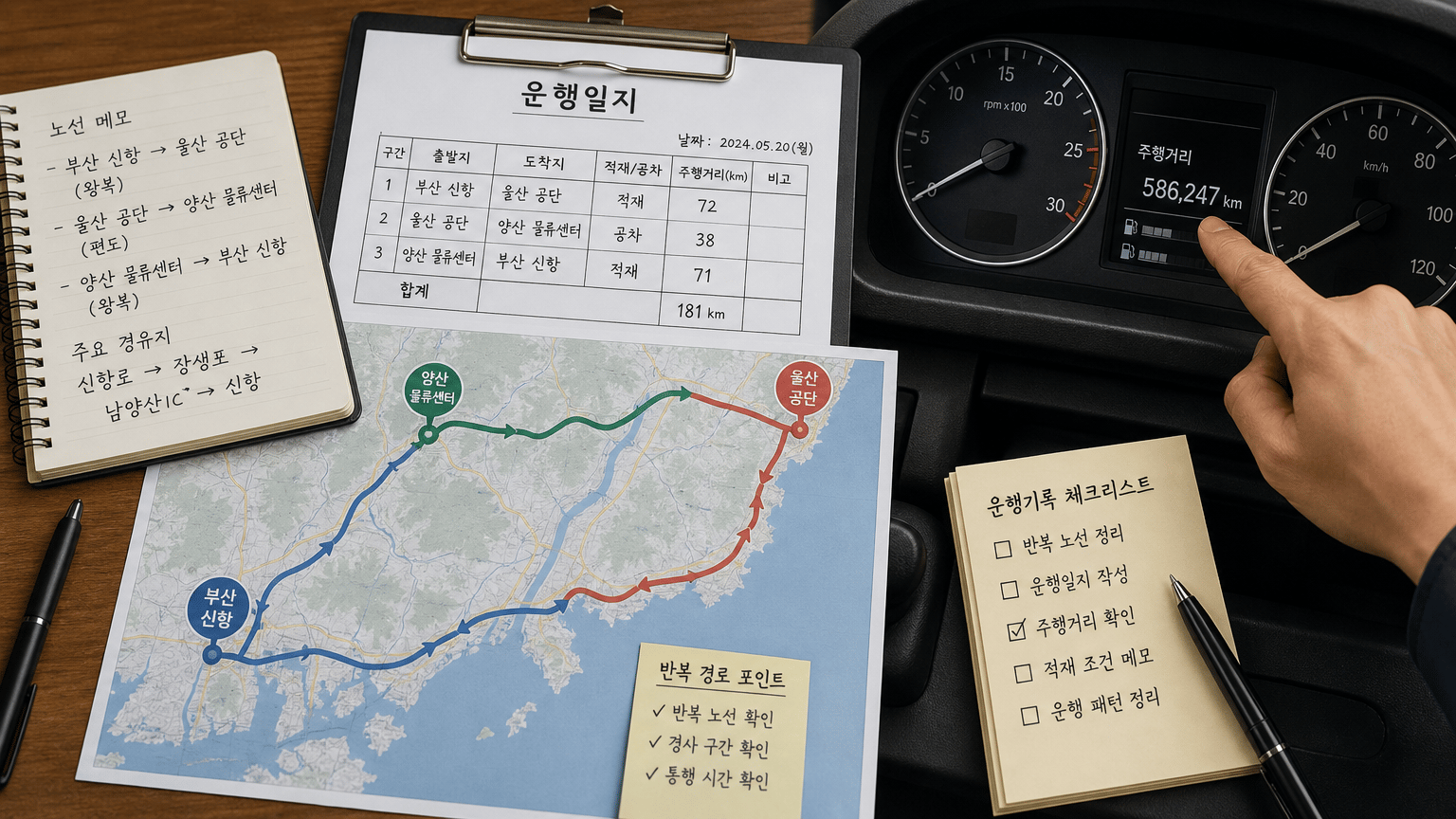 운행기록 준비 방법을 직관적으로 보여 주기