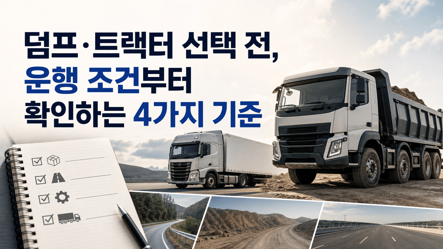 덤프·트랙터 선택 전, 운행 조건부터 확인하는 4가지 기준